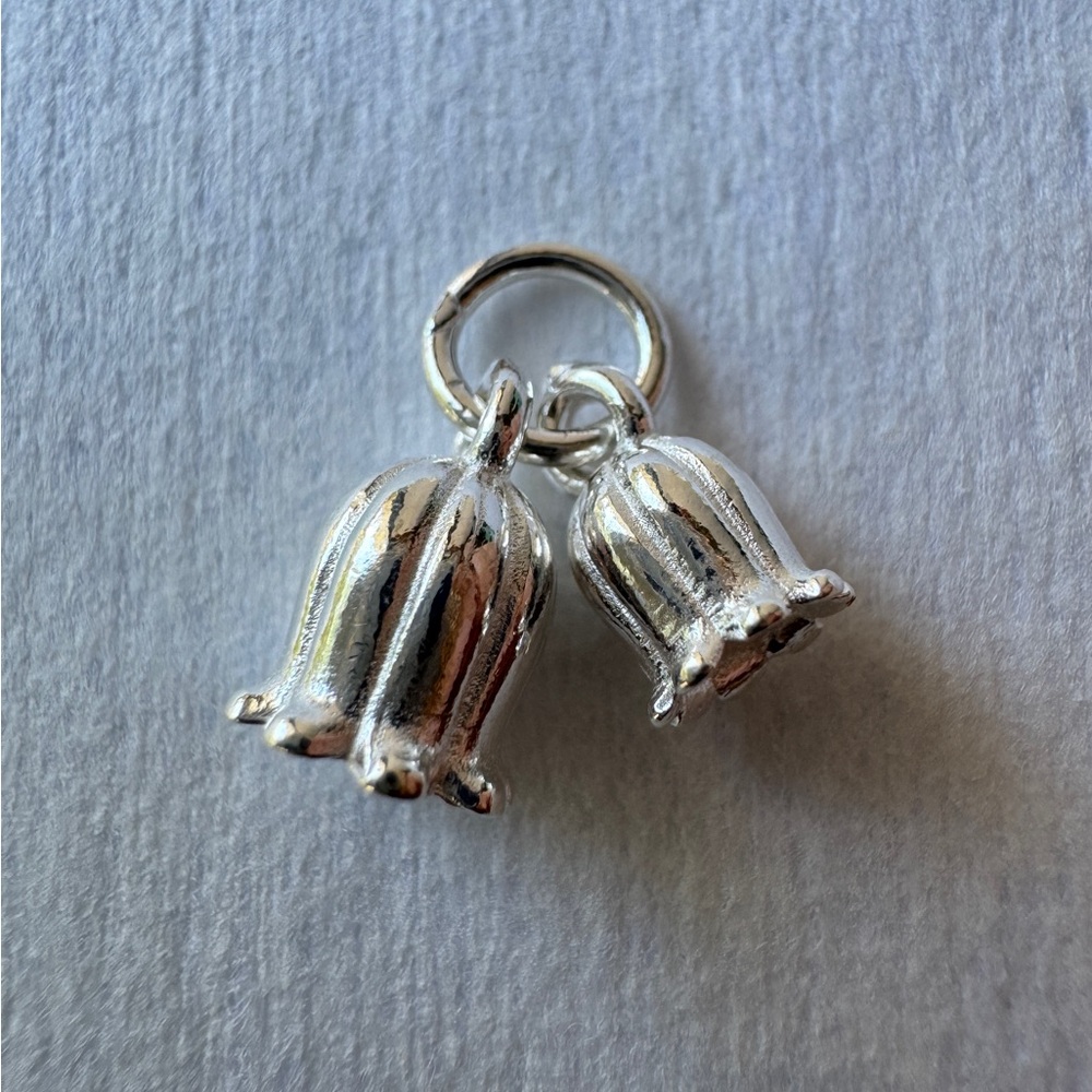 Sterling Silver Lily Of The Valley 925 Set Of 2 Charms 3D Bracelet Stamped New